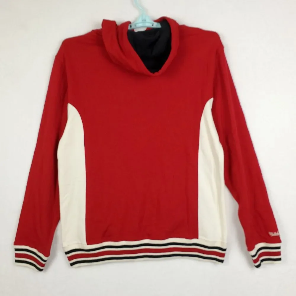 Chicago Bulls Mitchell & Ness NBA‎ L Large Hoodie Chenille Stitch Logos Red NWT